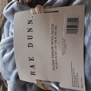 Rae dunn duo  gorgeous light blue plush throw patch says Love everyone new